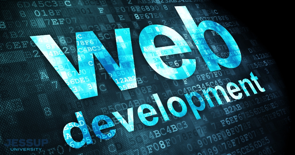 Web development illustration featuring digital code highlighting emerging technology and responsive web design.