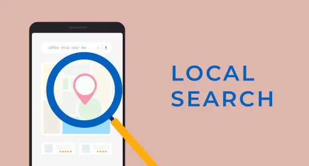 Smartphone with a map marker on screen illustrating the concept of local search for SEO