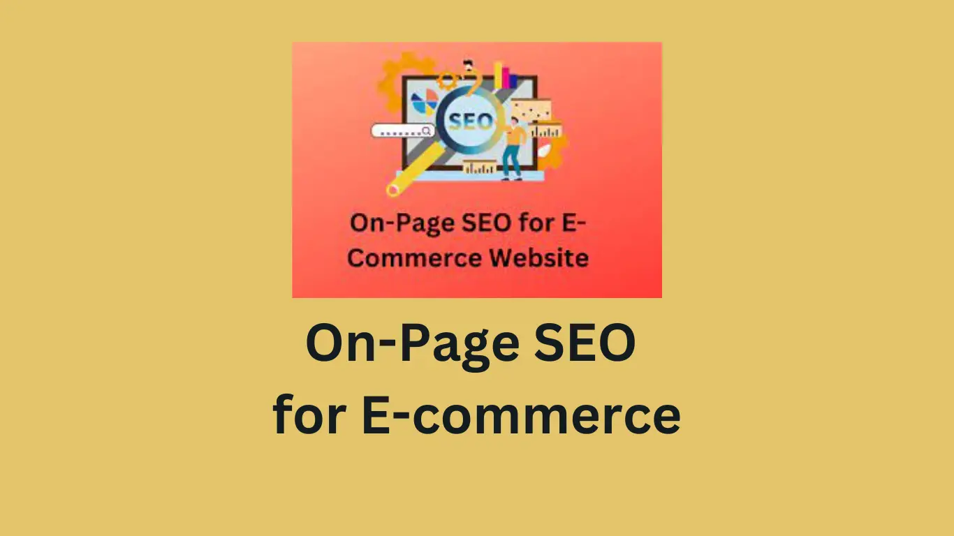 Illustration of On-Page SEO tools for E-commerce, with colorful graphics and text labels